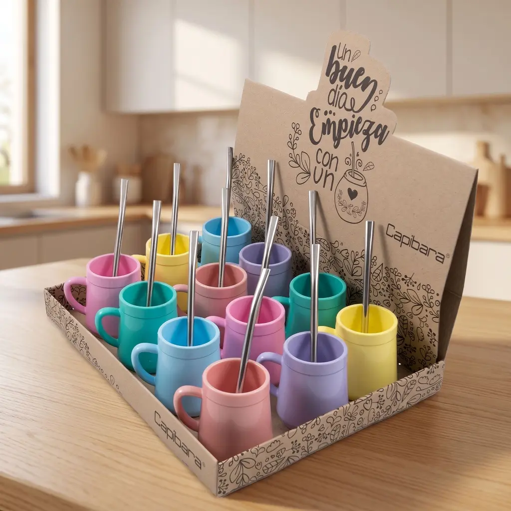 Mate Asa Con Bombilla X 12 Unid Surtidos Con Packaging