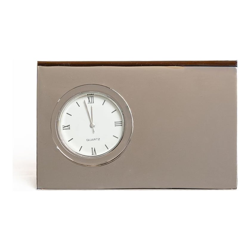 Reloj Escritorio Metálico Porta Tarjetas