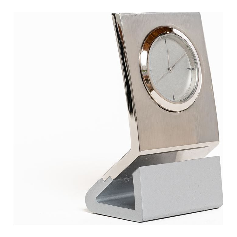 Reloj De Escritorio Metálico Acero Cepillado