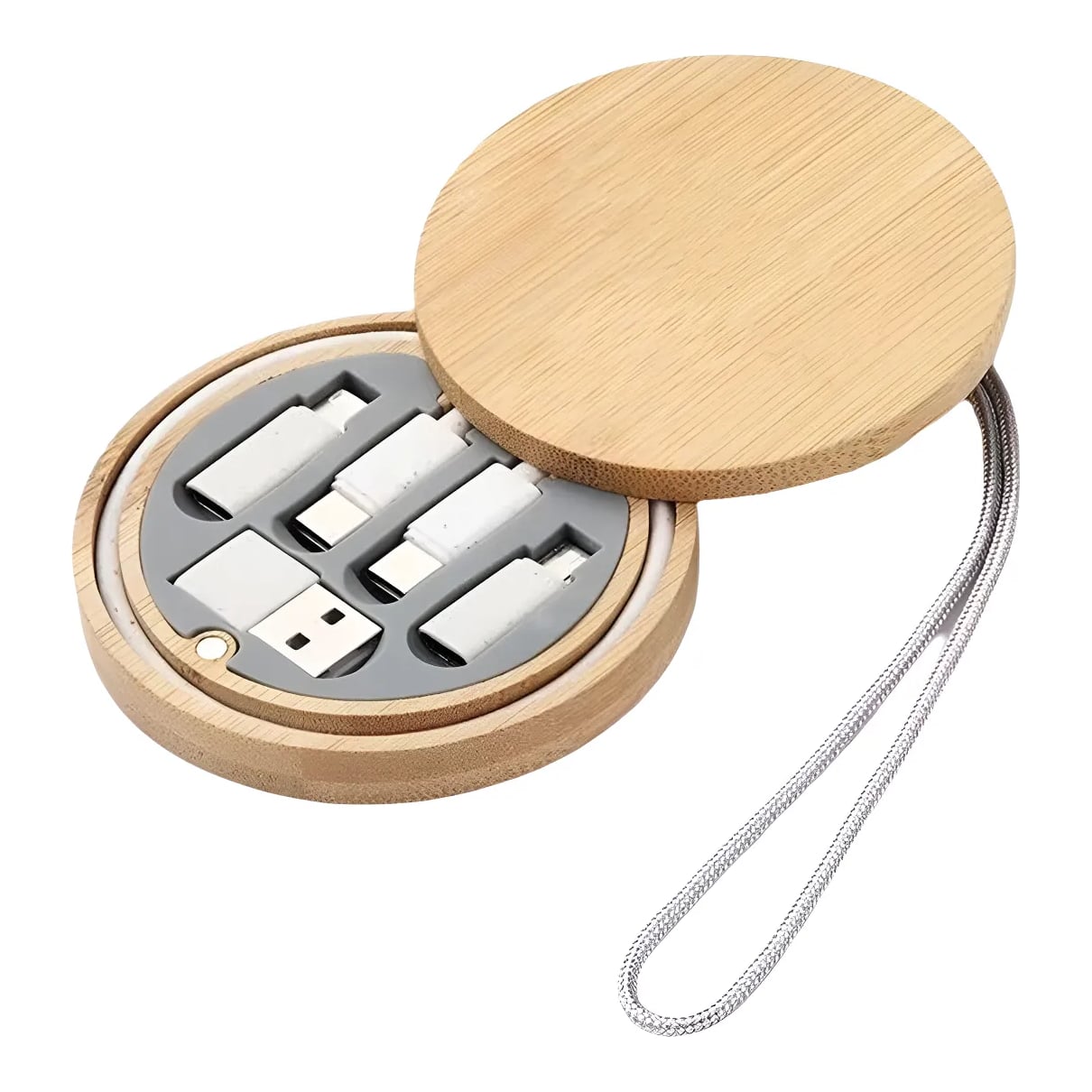 Set De Cables Con Estuche De Bambú