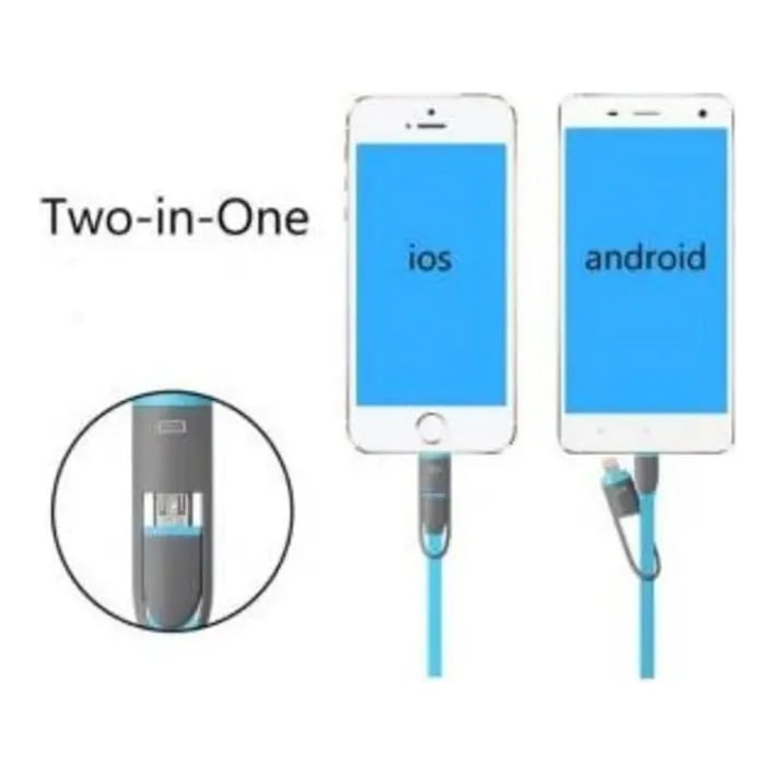 Cable Retractil 2 En 1 - Celeste