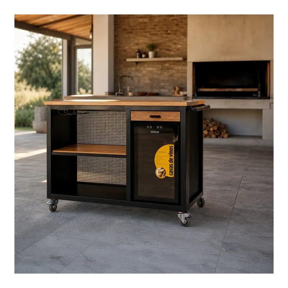 Barra Iron Wood 12060 Con Cava De Vinos