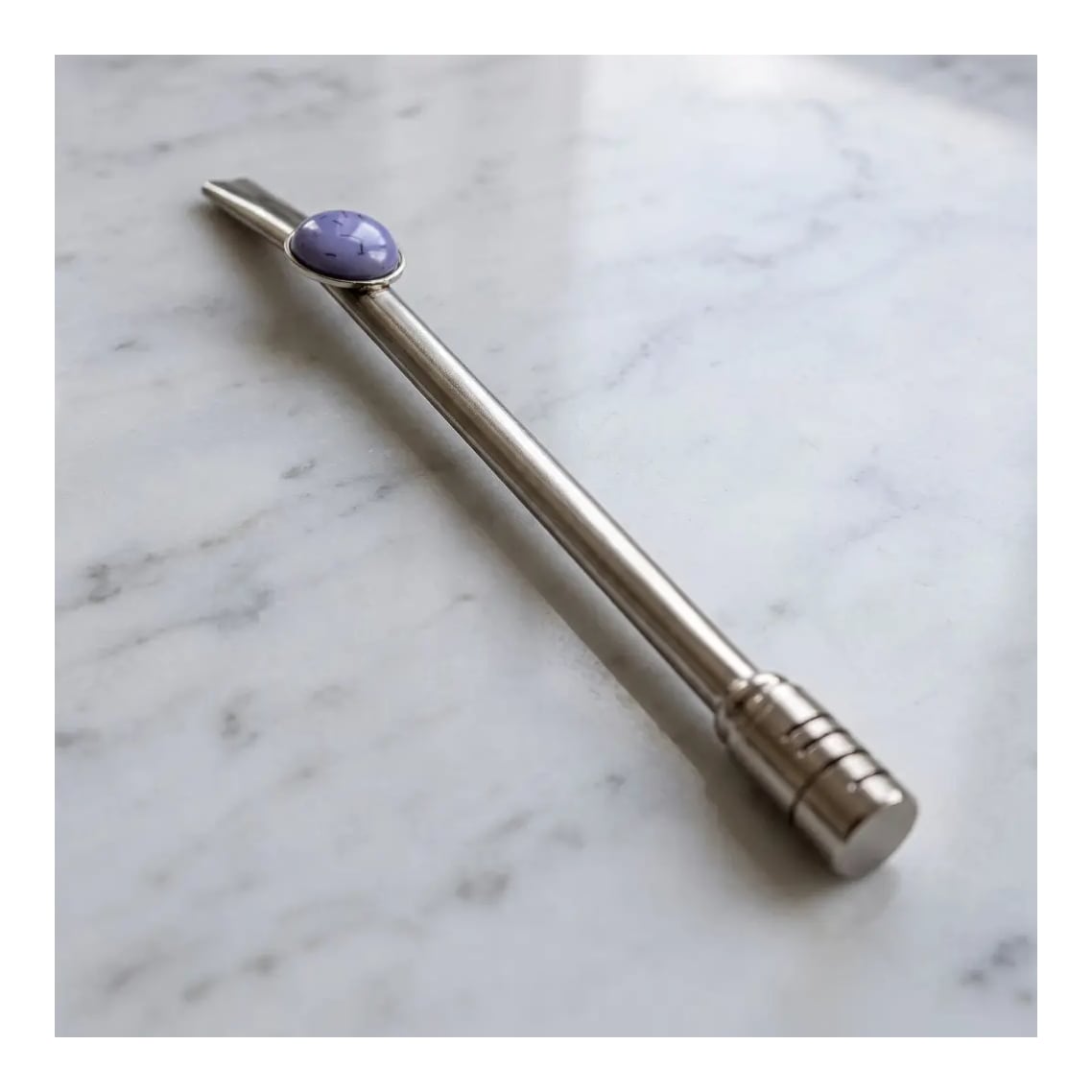 Bombilla De Gema Bronce Con Baño De Plata X 12 Unid Dcto 10%