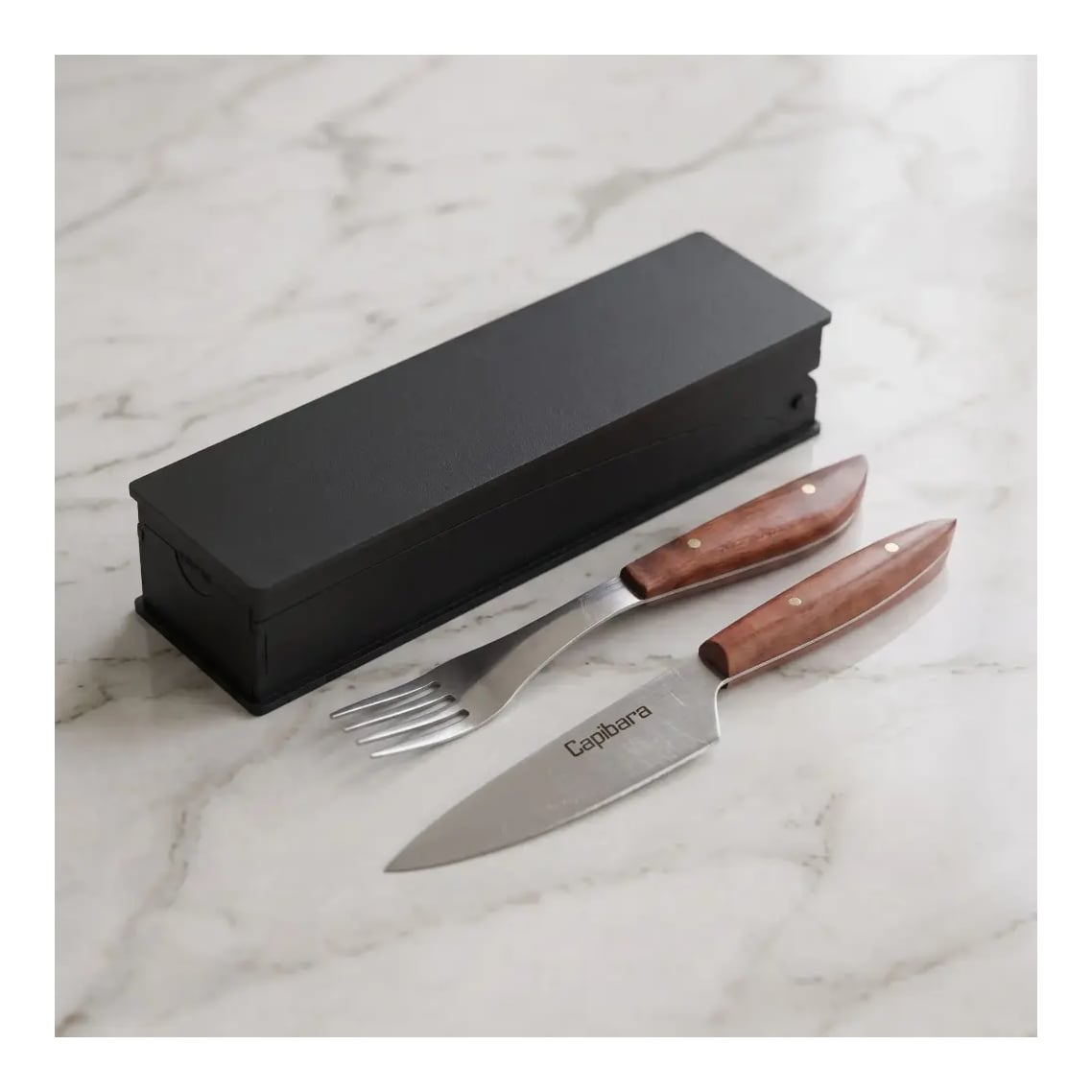 Juego De Cubiertos Premium Tradicional M 2 Piezas En Box De Madera