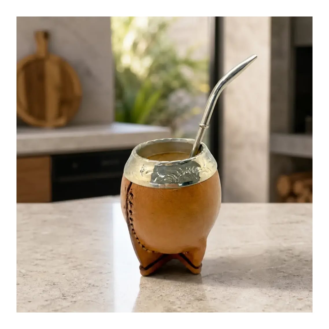 Mate Torpedo Alpaca Cincelada Con Bombilla