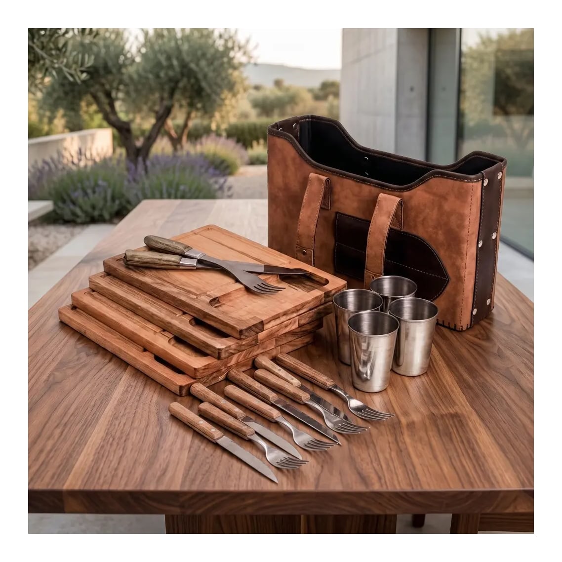 Set De Asado X4 Tiempo Libre Luxe