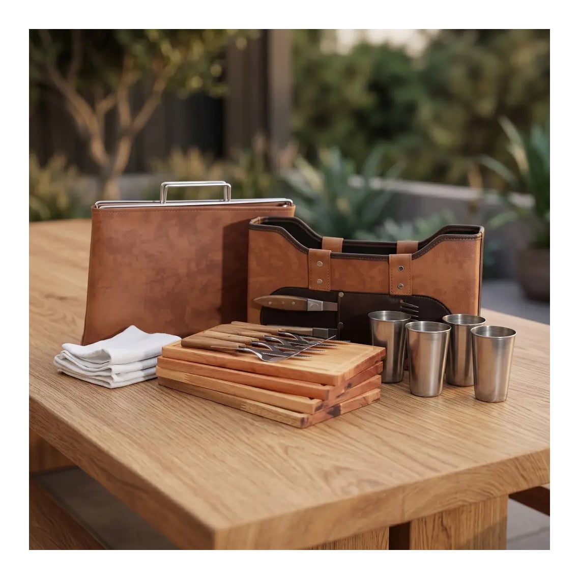 Set De Asado X4 Tiempo Libre Premium Con Parrilla
