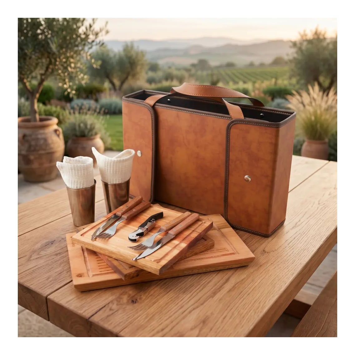 Set De Asado X2 Con Tabla De Corte Full